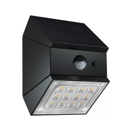   Tracon LSCB2W Napelemes LED fali világítótest mozgásérzékelővel, fekete