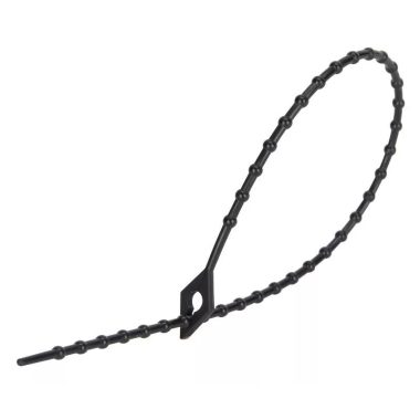 TRACON 100F-GY Gyöngyös nyitható kábelkötegelő, fekete 100mm, Dmax=25, PA6.6, 100 db/csomag