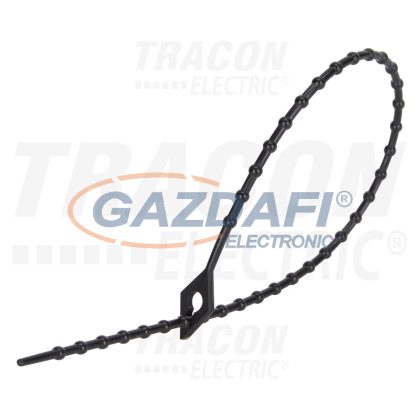   TRACON 100F-GY Gyöngyös nyitható kábelkötegelő, fekete 100mm, Dmax=25, PA6.6, 100 db/csomag