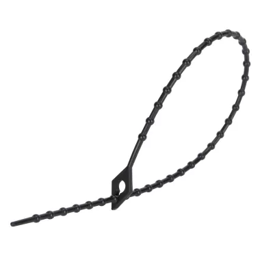 TRACON 160F-GY Gyöngyös nyitható kábelkötegelő, fekete 150×1,7mm, D=4-38mm, PA6.6
