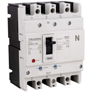 TRACON AKMN1-160 Kompakt megszakító 4P,160A,Ir=(0,8-1,0)In,400/415V, 50/60Hz, Icu=36kA, Ic