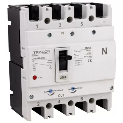 TRACON AKMN2-250 Kompakt megszakító 4P,250A,Ir=(0,8-1,0)In,400/415V, 50/60Hz, Icu=36kA, Ics=25kA TRACON AKMN2-250 Kompakt megszakító 4P,250A,Ir=(0,8-1,0)In,400/415V, 50/60Hz, Icu=36kA, Ics=25kA