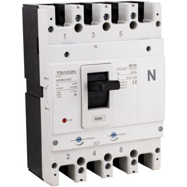 TRACON AKMN4-630 Kompakt megszakító 4P,630A,Ir=(0,8-1,0)In,400/415V, 50/60Hz, Icu=50kA, Ic TRACON AKMN4-630 Kompakt megszakító 4P,630A,Ir=(0,8-1,0)In,400/415V, 50/60Hz, Icu=50kA, Ic