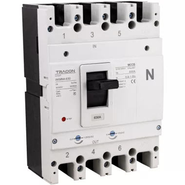 TRACON AKMN4-630 Kompakt megszakító 4P,630A,Ir=(0,8-1,0)In,400/415V, 50/60Hz, Icu=50kA, Ics=35kA TRACON AKMN4-630 Kompakt megszakító 4P,630A,Ir=(0,8-1,0)In,400/415V, 50/60Hz, Icu=50kA, Ics=35kA