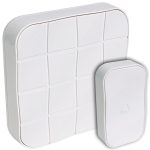 TRACON BELLW1-1V1 Vezeték nélküli csengő, négyzetes, 1 adó, 1 vevő 3×AA, 1×CR2032, IP44, 100m, 10 music