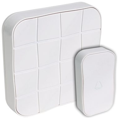 TRACON BELLW1-1V1 Vezeték nélküli csengő, négyzetes, 1 adó, 1 vevő 3×AA, 1×CR2032, IP44, 100m, 10 music