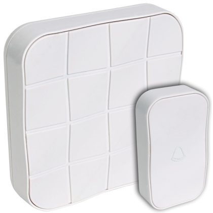 TRACON BELLW1-1V1 Vezeték nélküli csengő, négyzetes, 1 adó, 1 vevő 3×AA, 1×CR2032, IP44, 1