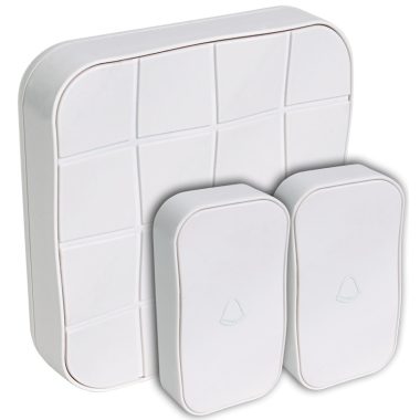 TRACON BELLW1-2V1 Vezeték nélküli csengő, négyzetes, 2 adó, 1 vevő 3×AA, 1×CR2032, IP44, 1