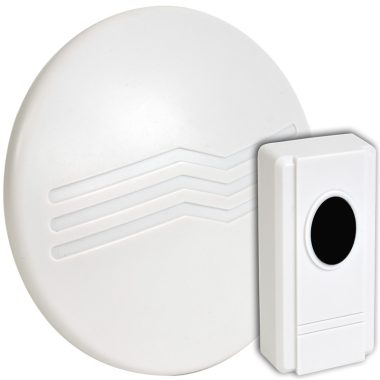 TRACON BELLW3-1V1 Vezeték nélküli csengő, kerek, 1 adó, 1 vevő 2×AA, 1×CR2032, IP44, 100m, 32 music