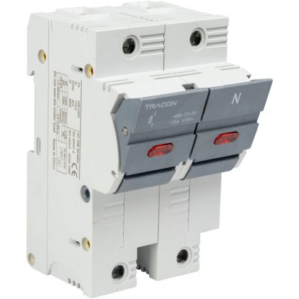   TRACON CFBL1P+N100 Szakaszolókapcsoló-biztosító hengeres bizt.hoz, maszkolható 100A, 22x58mm, Un=400V/690V, 1P+N right, LED