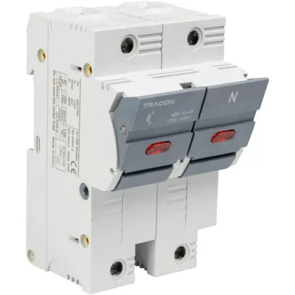   TRACON CFBL1P+N100 Szakaszolókapcsoló-biztosító hengeres bizt.hoz, maszkolható 100A, 22x58mm, Un=400V/690V, 1P+N right, LED