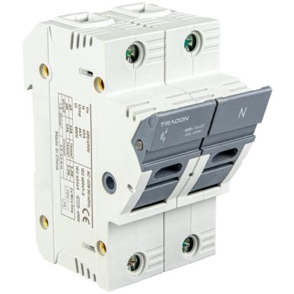   TRACON CFBL1P+N50 Szakaszolókapcsoló-biztosító hengeres bizt.hoz, maszkolható 50A, 14x51mm, Un=400V/690V, 1P+N right, LED