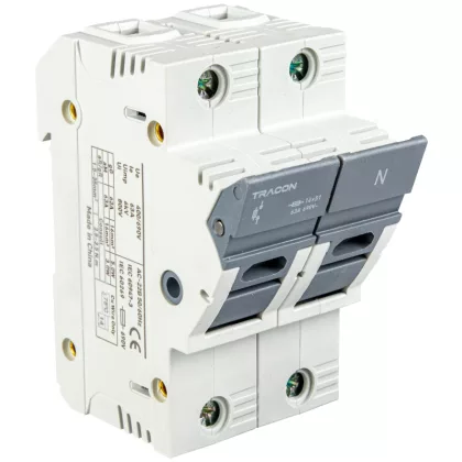   TRACON CFBL1P+N50 Szakaszolókapcsoló-biztosító hengeres bizt.hoz, maszkolható 50A, 14x51mm, Un=400V/690V, 1P+N right, LED