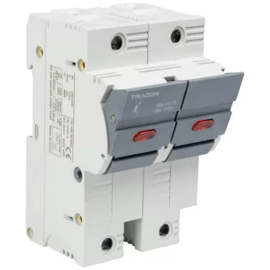 TRACON CFBL2P100 Szakaszolókapcsoló-biztosító hengeres bizt.hoz, maszkolható 100A, 22x58mm, Un=400V/690V, 2P, LED