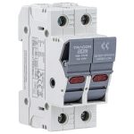   TRACON CFBL2P32 Szakaszolókapcsoló-biztosító hengeres bizt.hoz, maszkolható 32A, 10x38mm, Un=400V/690V, AC22B, 2P, LED