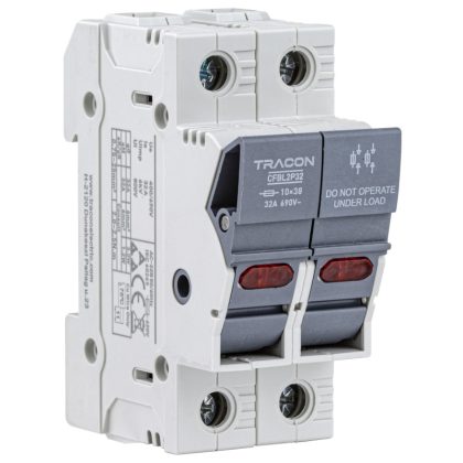 TRACON CFBL2P50 Szakaszolókapcsoló-biztosító hengeres bizt.hoz, maszkolható 50A, 14x51mm, 