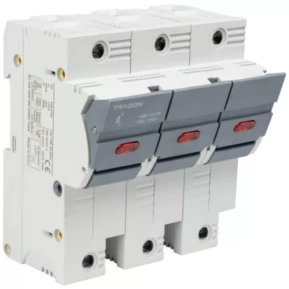   TRACON CFBL3P100 Szakaszolókapcsoló-biztosító hengeres bizt.hoz, maszkolható 100A, 22x58mm, Un=400V/690V, 3P, LED