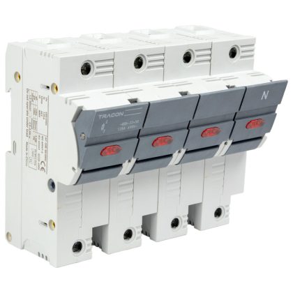   TRACON CFBL3P+N100 Szakaszolókapcsoló-biztosító hengeres bizt.hoz, maszkolható 100A, 22x58mm, Un=400V/690V, 3P+N right, LED
