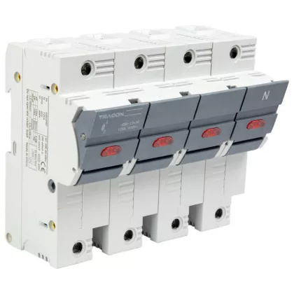 TRACON CFBL3P+N100 Szakaszolókapcsoló-biztosító hengeres bizt.hoz, maszkolható 100A, 22x58