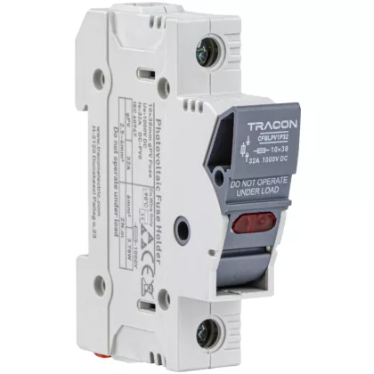   TRACON CFBLPV1P32 Szakaszolókapcsoló-biztosító hengeres bizt.hoz, PV 32A, 10×38, Un=1000VDC, Ui=6kV, 20kA, DC-PV0, IP20, 1P, LED