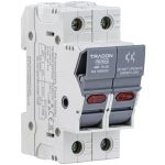   TRACON CFBLPV2P32 Szakaszolókapcsoló-biztosító hengeres bizt.hoz, PV 32A, 10×38, Un=1000VDC, Ui=6kV, 20kA, DC-PV0, IP20, 2P, LED