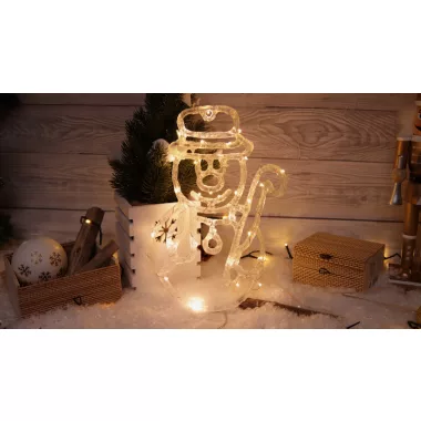 TRACON CHRASM30WW LED karácsonyi ablakdísz,hóember,elemes (X23003) Timer 6+18h, 30LED, 3000K, 3xAA