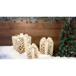   TRACON CHRGGSET60WW LED karácsonyi ajándékdoboz szett,fehér,arany,elemes(X24030) Timer 6+18h,10LED, 3000K, 3x2xAA