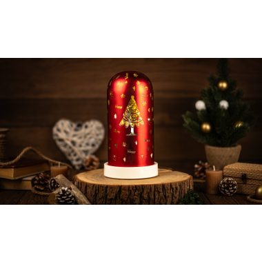 TRACON CHRGR10WW LED karácsonyi bura, fenyő, üveg, elemes (X25008) Timer 6+18h, 10LED, 3000K, 3xAA