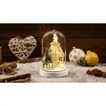   TRACON CHRHB10WW LED karácsonyi házikó burában,fa, elemes (X24016) Timer 6+18h, 10LED, 3000K, 2xAAA