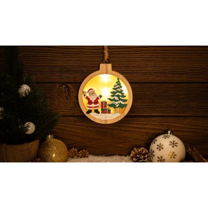   TRACON CHRHCS5WW LED karácsonyi ablakdísz,télapó,kör,elemes (X24012) Timer 6+18h, 5LED, 3000K, 2xAAA