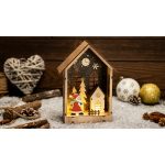 TRACON CHRHLS7WW LED karácsonyi házikó télapóval, fa, elemes (X24021) Timer 6+18h, 7LED, 3
