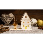   TRACON CHRHR3WW LED karácsonyi házikó, fa, elemes (X24001) Timer 6+18h, 3LED, 3000K, 2xAAA