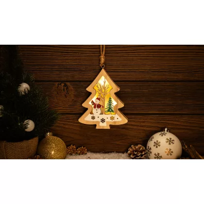 TRACON CHRHT3WW LED karácsonyi ablakdísz,hóember,fenyő,elemes (X24013) Timer 6+18h, 3LED, 