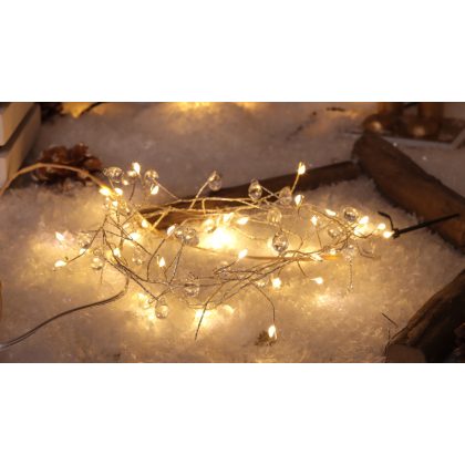   TRACON CHRMB40WW LED karácsonyi lánc,csepp,elemes (X23016) Timer 6+18h,40LED, 3000K, 3xAA