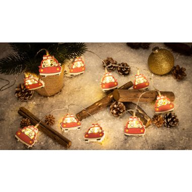 TRACON CHRSTCR10WW LED karácsonyi lánc,autó,fa,elemes (X24015) Timer 6+18h, 10LED, 3000K, 2xAA