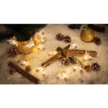 TRACON CHRSTCS10WW LED karácsonyi lánc,autó,fa,elemes (X24014) Timer 6+18h, 10LED, 3000K, 2xAA