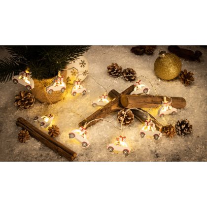   TRACON CHRSTCS10WW LED karácsonyi lánc,autó,fa,elemes (X24014) Timer 6+18h, 10LED, 3000K, 2xAA