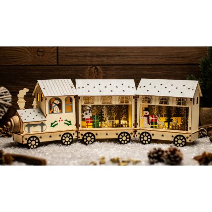   TRACON CHRTR10WW LED karácsonyi vonat, fa, fehér, elemes (X24019) Timer 6+18h, 10LED, 3000K, 2xAA