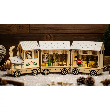 TRACON CHRTR10WW LED karácsonyi vonat, fa, fehér, elemes (X24019) Timer 6+18h, 10LED, 3000