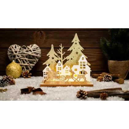 TRACON CHRTRS5WW LED karácsonyi fenyő, szarvas,télapó,arany,elemes (X24027) Timer 6+18h,5L