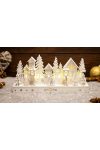 TRACON CHRVILW10WW LED karácsonyi falu, fa, fehér, elemes (X24005) Timer 6+18h, 10LED, 3000K, 2xAA