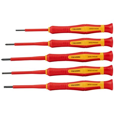 TRACON CSETP5 1000 V-ra szigetelt precíziós csavarhúzó szett AC 1000 V, 5pcs