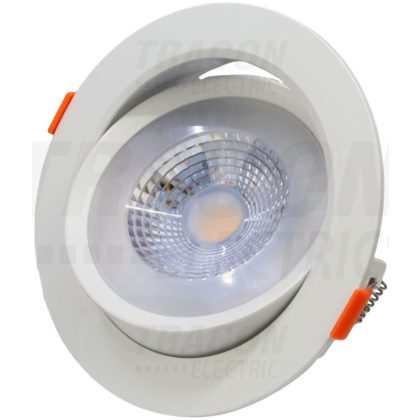   TRACON DLCOB9NW Beépíthető álmennyezeti LED lámpatest, forgatható 200-240 V, 50Hz, 9W, 4000K, 630lm, 38°, IP20, EEI=G