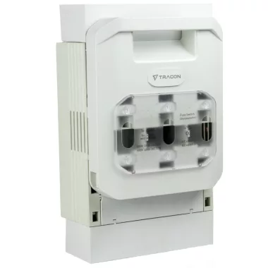 TRACON DSH2-3-60T Vízsz. szakaszolókapcs-bizt,gyűjtősín,fölső kábelcsatl,sarus AC 400V, 400A, 100kA; AC 690V, 315A, 50kA; 3P, NH2, 60mm,M10