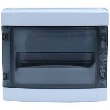 TRACON EDFKIP65N121 Falon kívüli elosztódoboz, átlátszó ajtóval, N/PE sínnel 1×12 mod, H×W×D=259×298×140mm, IP65, 1000VAC, 1500 VDC