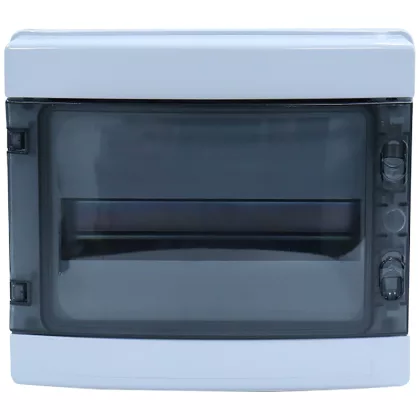   TRACON EDFKIP65N121 Falon kívüli elosztódoboz, átlátszó ajtóval, N/PE sínnel 1×12 mod, H×W×D=259×298×140mm, IP65, 1000VAC, 1500 VDC