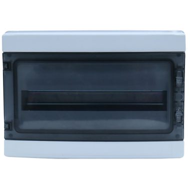 TRACON EDFKIP65N181 Falon kívüli elosztódoboz, átlátszó ajtóval, N/PE sínnel 1×18 mod, H×W×D=286.3×411×137.8mm, IP65, 1000 VAC, 1500 VDC