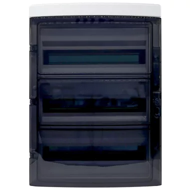 TRACON EDFKIP65N183 Falon kívüli elosztódoboz, átlátszó ajtóval, N/PE sínnel 3×18 mod, H×W×D=595.3×414.25×148mm, IP65,1000 VAC, 1500 VDC