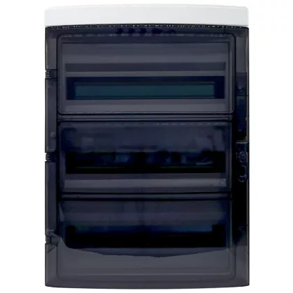   TRACON EDFKIP65N183 Falon kívüli elosztódoboz, átlátszó ajtóval, N/PE sínnel 3×18 mod, H×W×D=595.3×414.25×148mm, IP65,1000 VAC, 1500 VDC