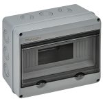   TRACON EDFKIP65U121 Falon kívüli elosztódoboz, átlátszó ajtóval, N/PE sínnel 1×12 mod, H×W×D=197.5×255×106mm, IP65, 1000 VAC, 1500 VDC